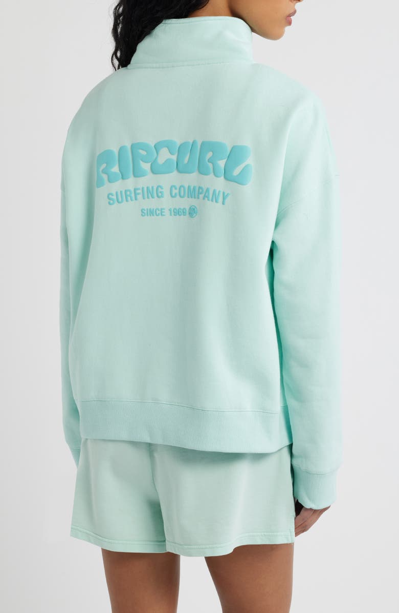 Rip Curl Surf Puff Logo Quarter Zip Sweatshirt, Alternate, color, Light Blue