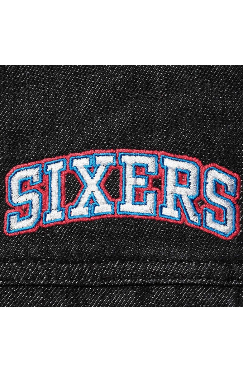 THE WILD COLLECTIVE Women's The Wild Collective Black Philadelphia 76ers Patch Denim Button-Up Jacket, Alternate, color, Black