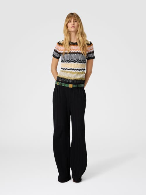 Missoni Short Sleeve Crew Neck Sweater With Chevron Pattern In Multi