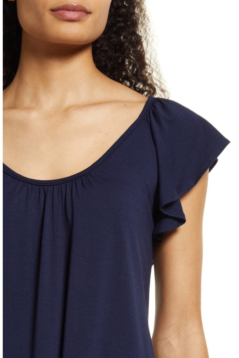 Flutter Sleeve Top, Alternate, color, NAVY