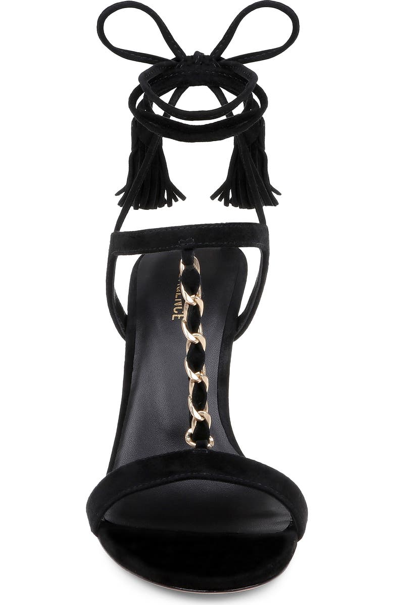 L'AGENCE Bond Lace-Up Leather Sandal, Alternate, color, Black Suede