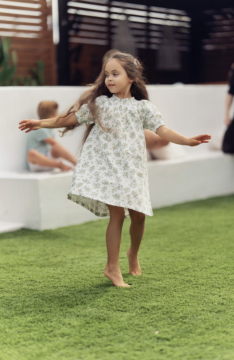 Manière Kids
 Smocked Trim Cotton Blend Dress, Alternate, color, White