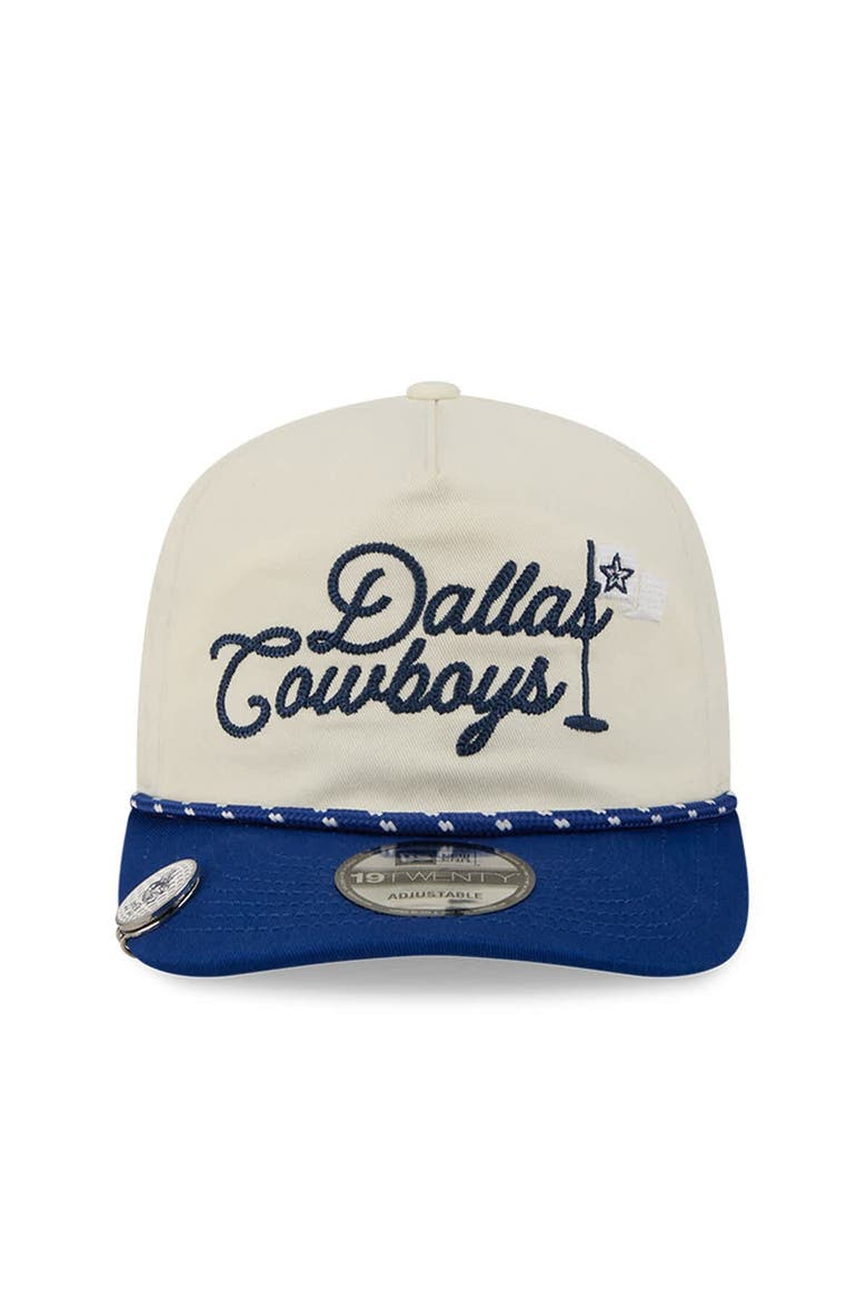 Men's New Era Cream/Royal Dallas Cowboys Golf Flag 19TWENTY Adjustable Hat, Alternate, color, Cream
