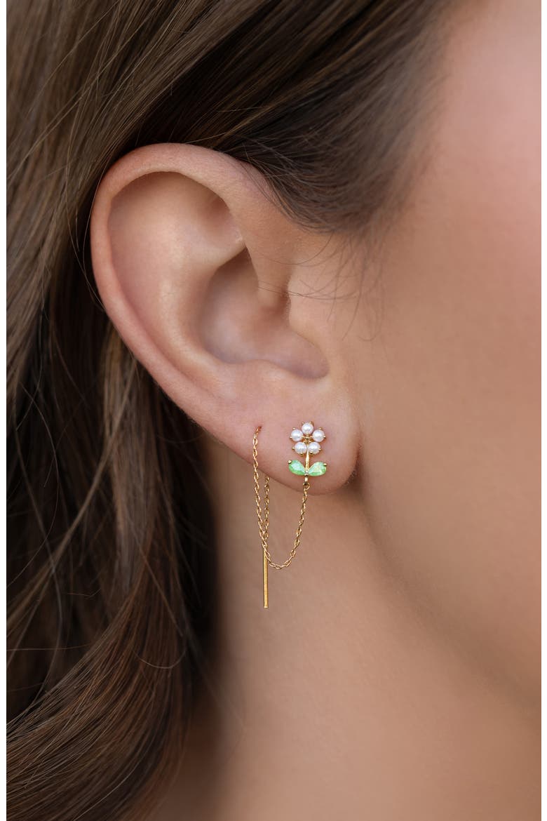 Daisy Petal Threader Earrings, Alternate, color, GOLD