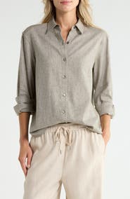 Theory Linen Blend Boyfriend Shirt