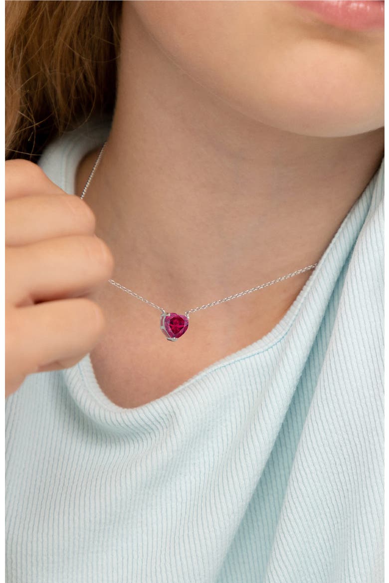 Prong CZ Birthstone Heart Necklace, Alternate, color, July
