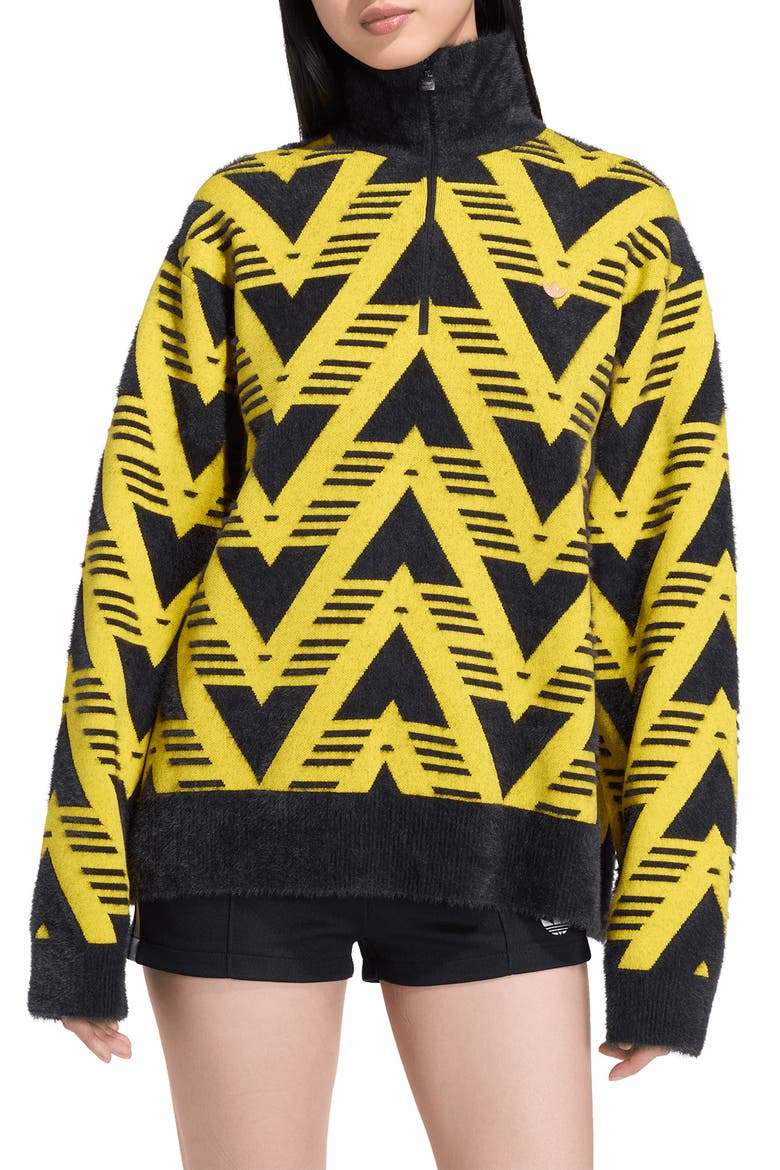 Chevron Knit Half Zip Pullover Sweater, Main, color, MEDIUM YELLOW