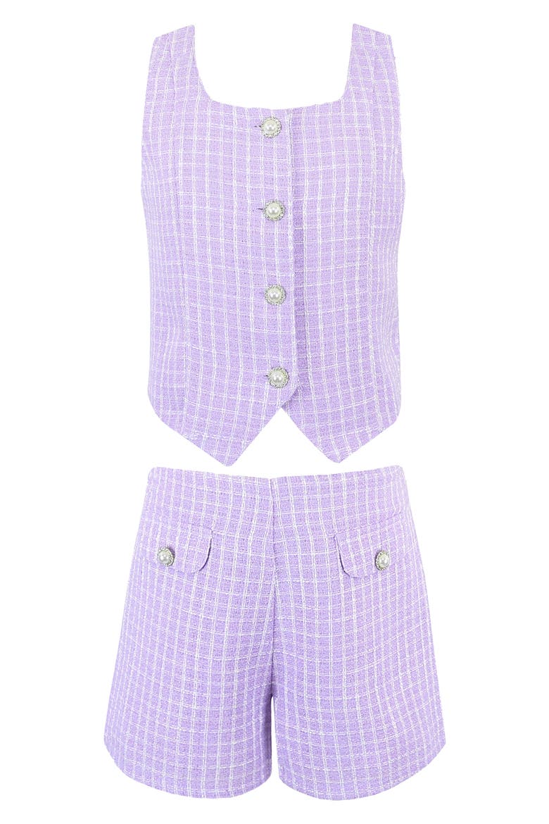 Kids' Bouclé Vest & Shorts Set, Main, color, LILAC