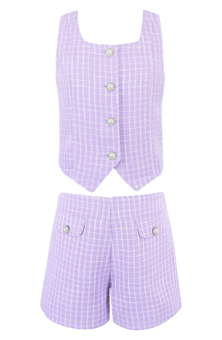 Zunie Kids' Bouclé Vest & Shorts Set, Main, color, Lilac