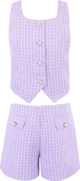 Zunie Kids' Bouclé Vest & Shorts Set
