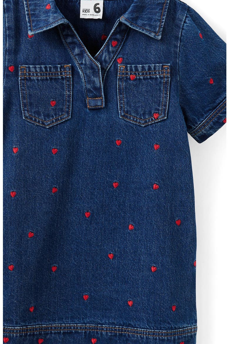 Kid's Denim Polo Dress, Alternate, color, Mermaid Midnight Blue Heart
