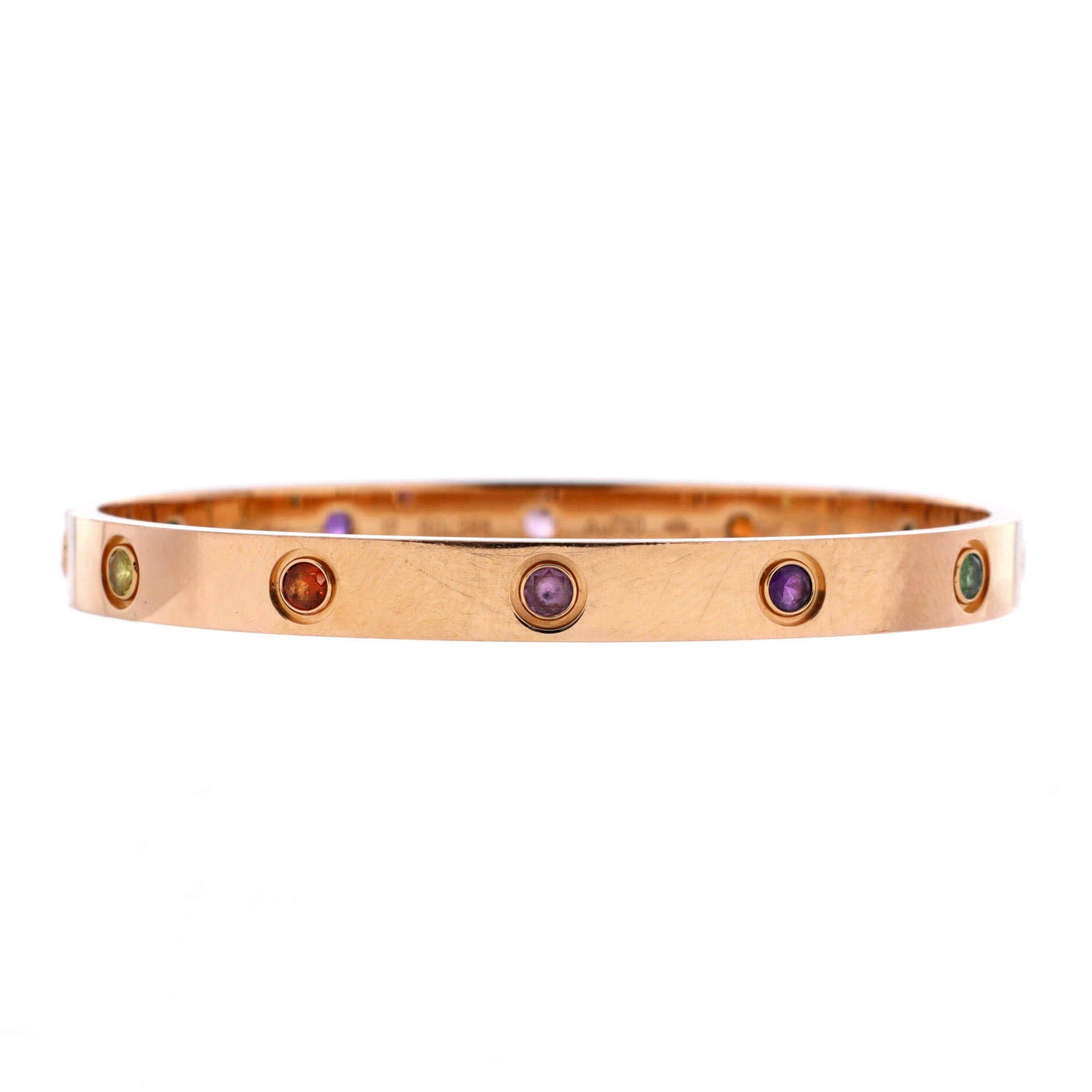 Love 10 Stone Bracelet 18K Rose Gold with Garnet, Amethyst and Sapphire, Main, color, Metallic Gold