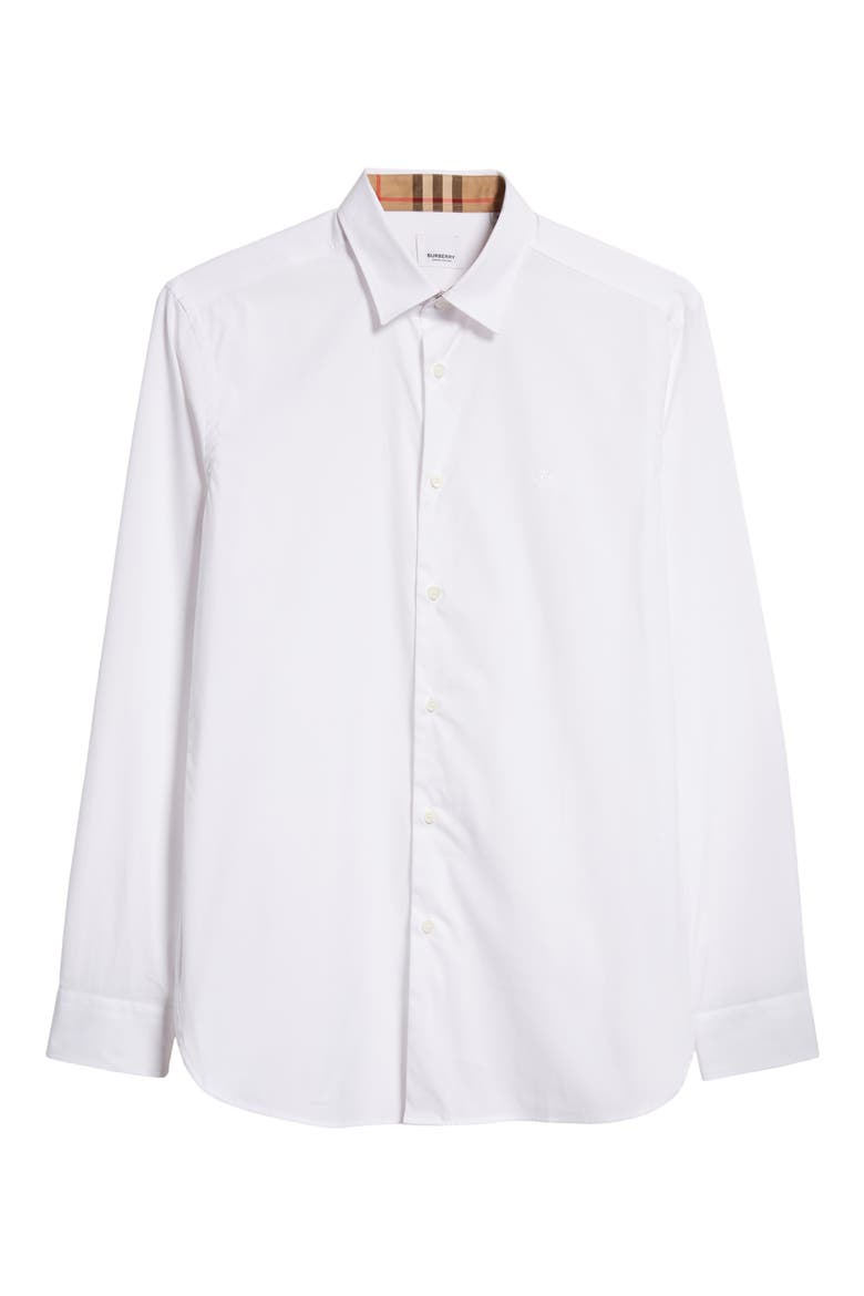 Sherfield Equestrian Knight Stretch Cotton Poplin Button-Up Shirt, Alternate, color, WHITE