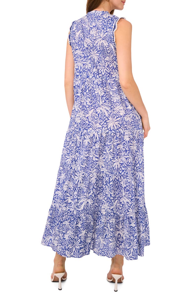 Vince Camuto Tie Neck Tiered Cotton Maxi Dress, Alternate, color, Deep Blue