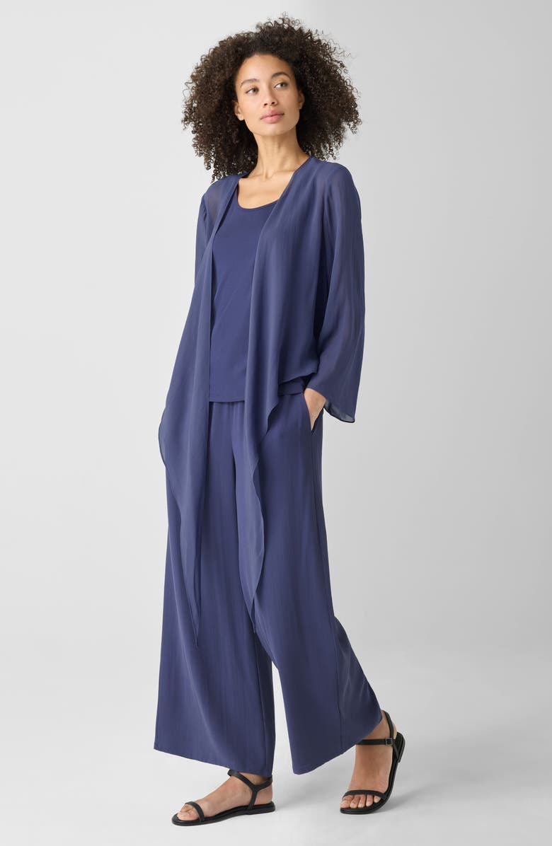 Eileen Fisher Slim Fit Scoop Neck Silk Tank, Alternate, color, Bluette