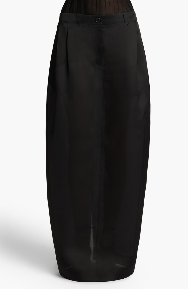 Khaite Lucian Pleated Silk Organza Maxi Skirt, Main, color, Black