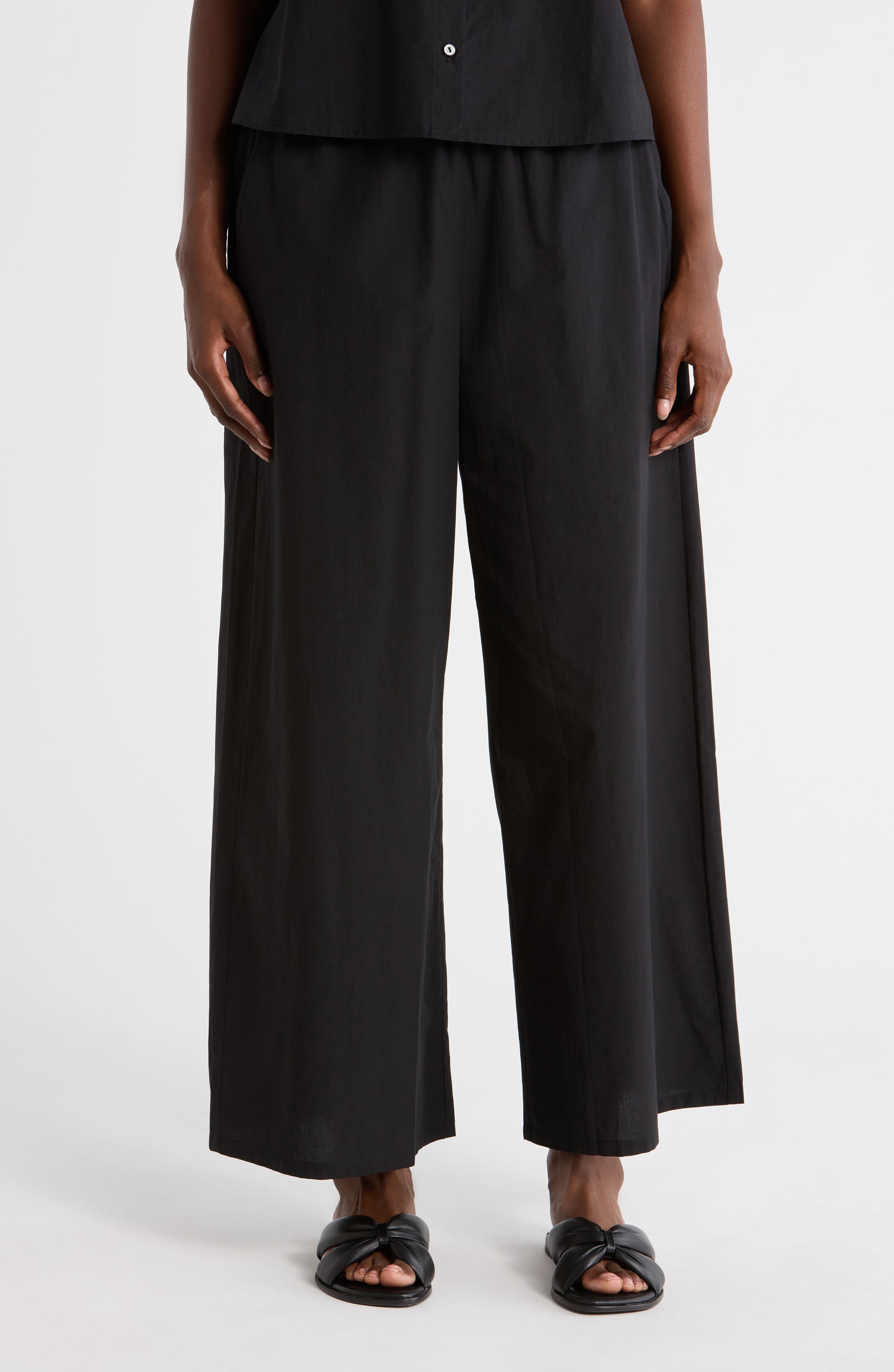 Eileen Fisher Organic Cotton Wide Ankle Length Pants