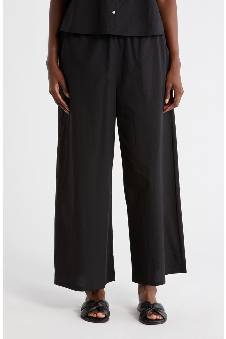 Organic Cotton Wide Ankle Length Pants, Main, color, BLACK