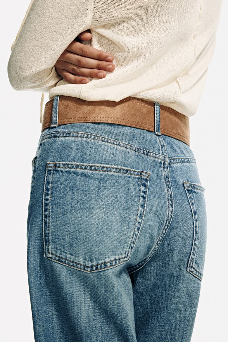 Belted Denim Bermuda Shorts, Alternate, color, Denim blue