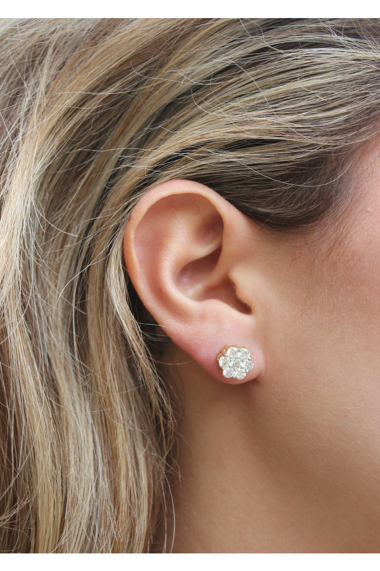 Meadow 14K Yellow Gold Cluster Lab Grown Diamond Unisex Earrings - 1.45 Cts, Alternate, color, 14K Yellow Gold