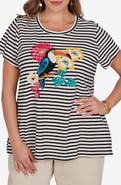 RUBY RD Toucan Graphic Striped T-Shirt