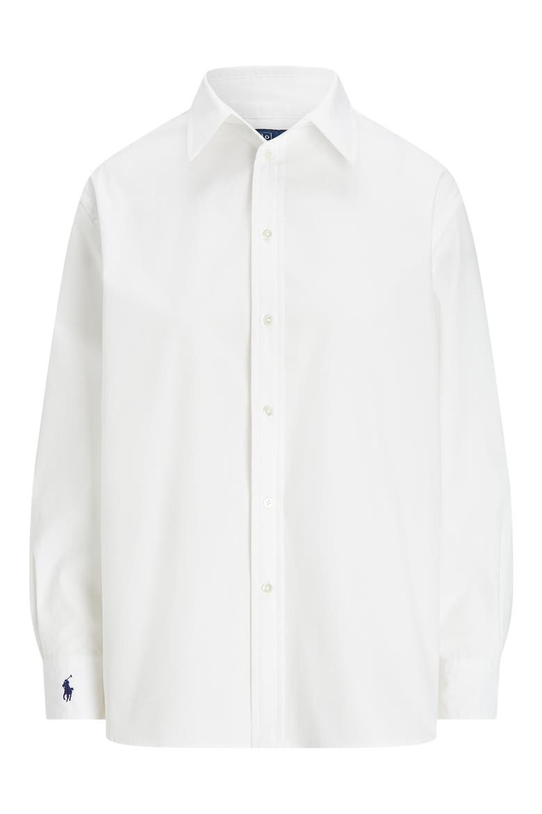 Cotton Button-Front Shirt, Alternate, color, WHITE