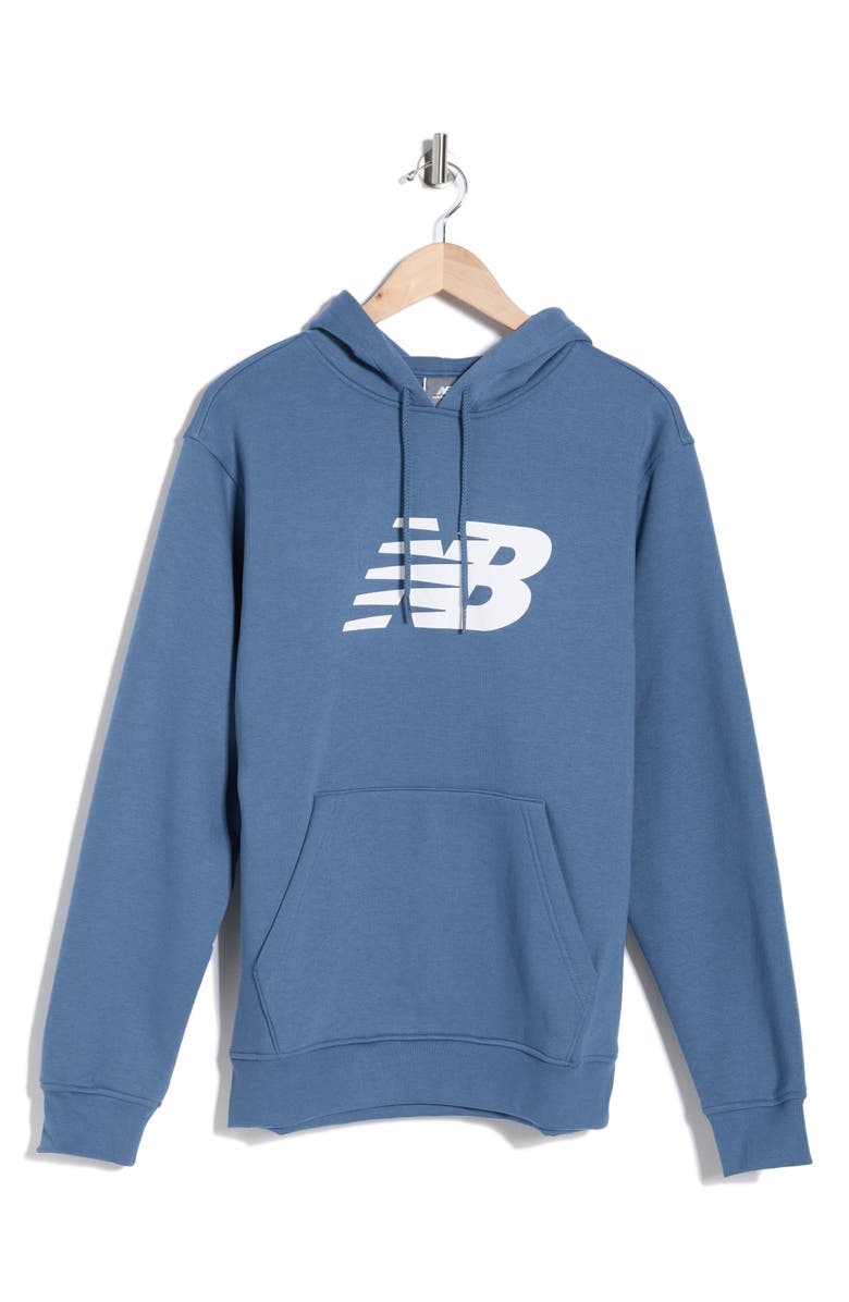 New Balance Sport Core Brushed Fleece Hoodie, Main, color, Blue/ White