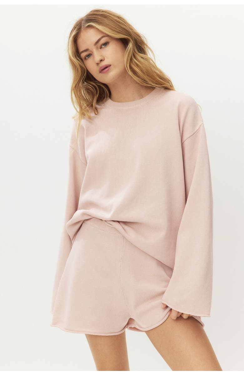 H&M Roll-edge Knitted Shorts, Alternate, color, Powder Pink