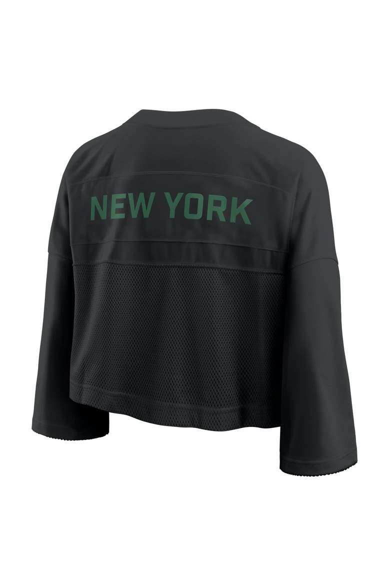 Women's Nike Black New York Jets Wide Receiver Cropped Mesh Dri-FIT Fashion Jersey, Alternate, color, Black