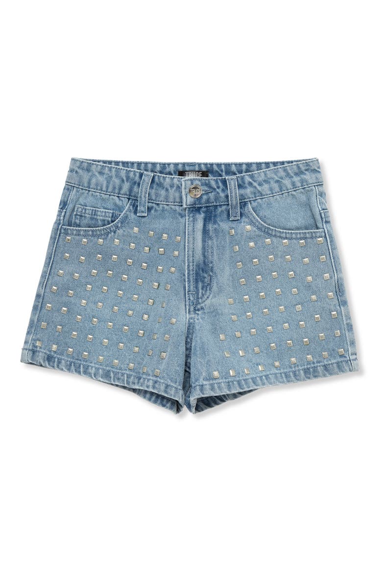 Kids' Studded Denim Shorts, Main, color, MED STONE