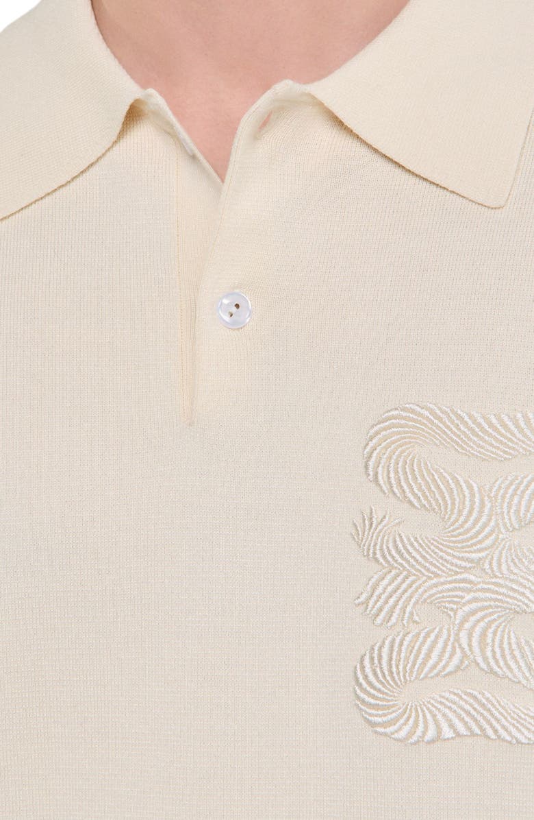SANDRO Polo with rope embroidery, Alternate, color, Butter Cream