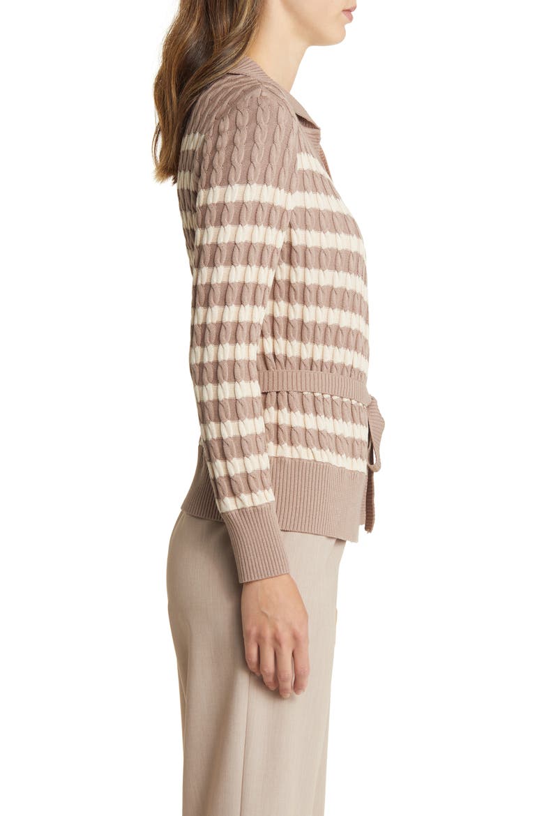Stripe Tie Waist Cardigan, Alternate, color, MACCHIATO/BISCOTTI