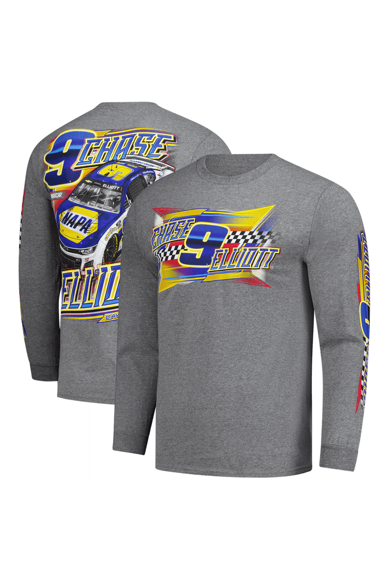 Men's Classic Ink Heather Charcoal Chase Elliott Long Sleeve T-Shirt, Main, color, Heather Charcoal