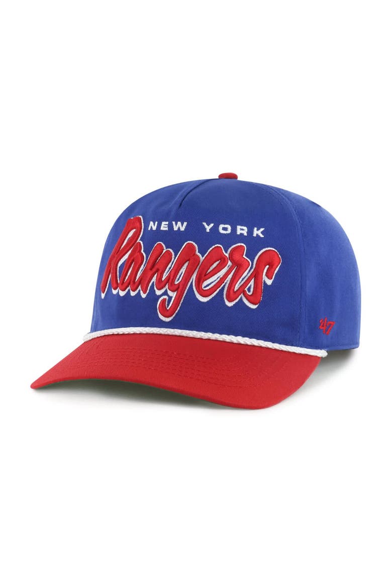 Men's '47 Blue/Red New York Rangers Dropshadow Rope Hitch Adjustable Hat, Alternate, color, Blue