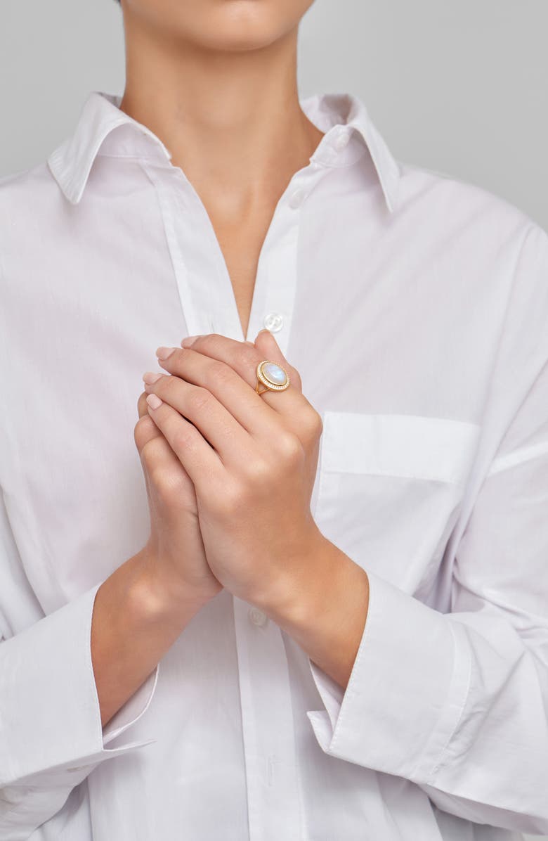 ADORNIA FINE Halo Moonstone Ring, Alternate, color, White