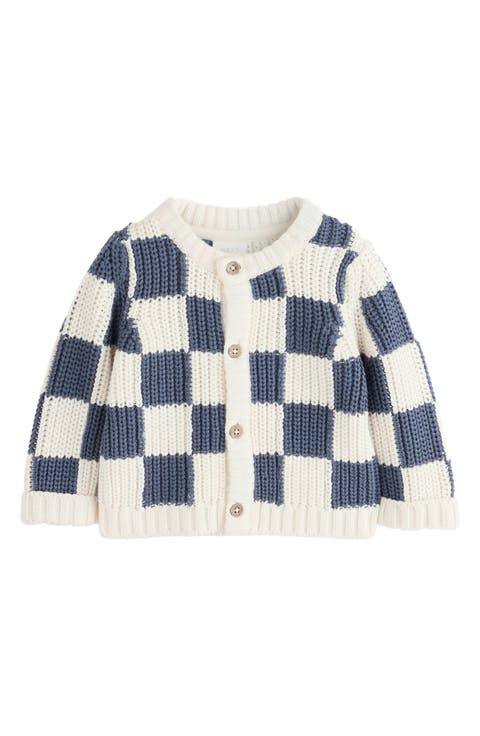 Checkerboard Cotton Cardigan
