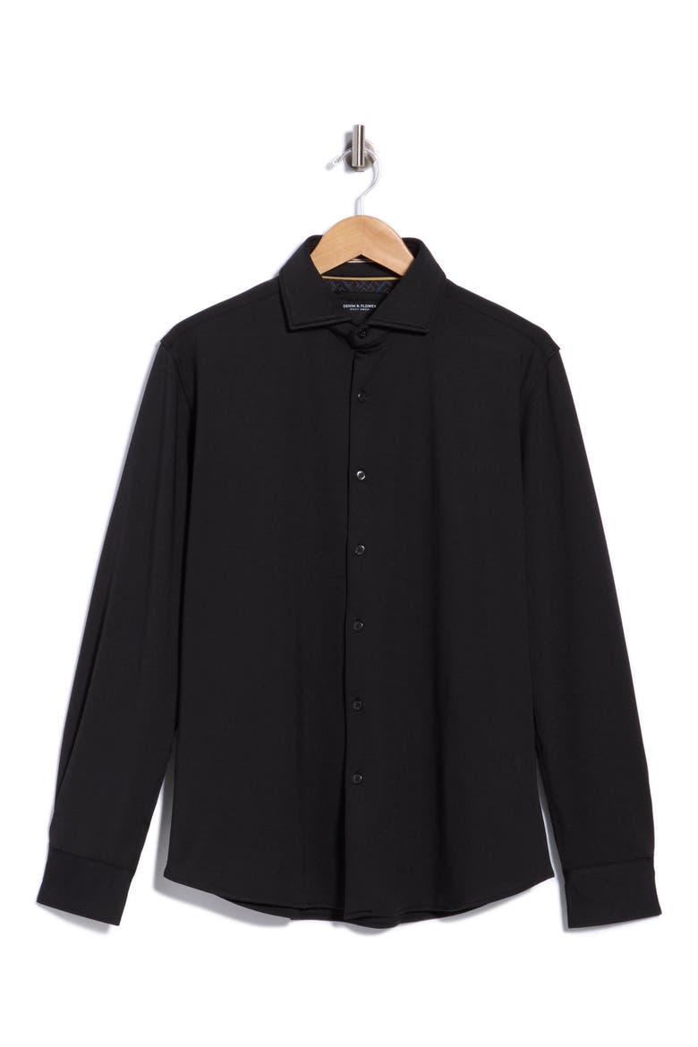 Tech Stretch Button-Up Shirt, Main, color, BLACK