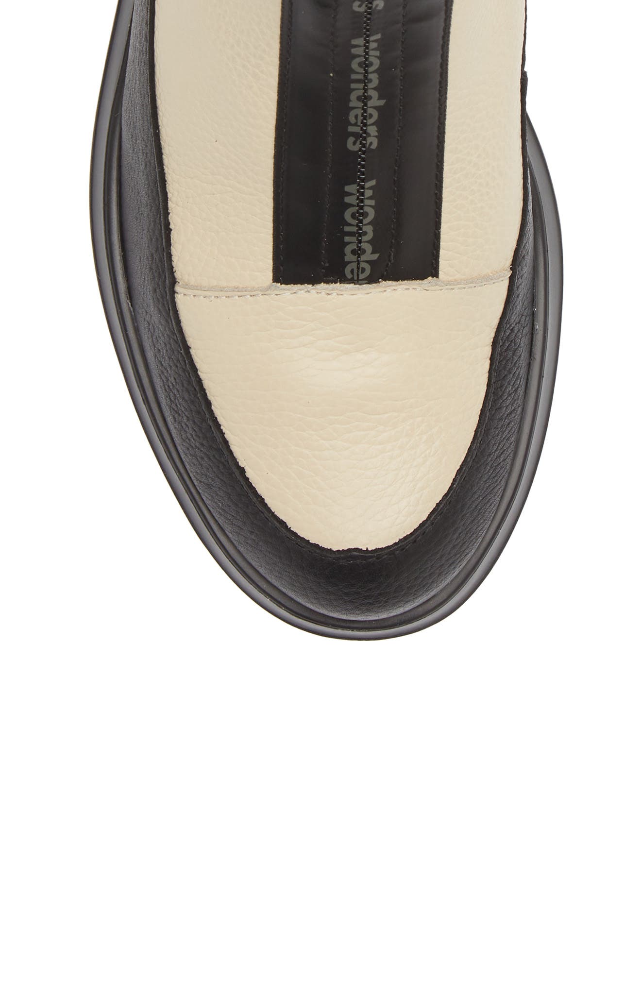 Wonders Front Zip Bootie, Alternate, color, Black Cream