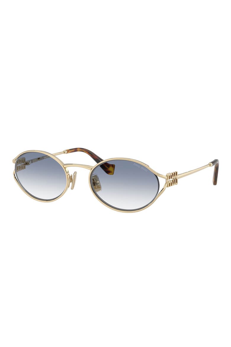 54mm Gradient Oval Sunglasses, Alternate, color, GOLD / CLEAR GRADIENT / BLUE