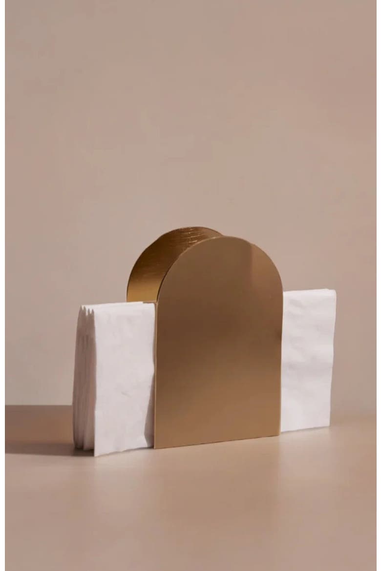 Arco Metal Napkin Holder, Alternate, color, Brass
