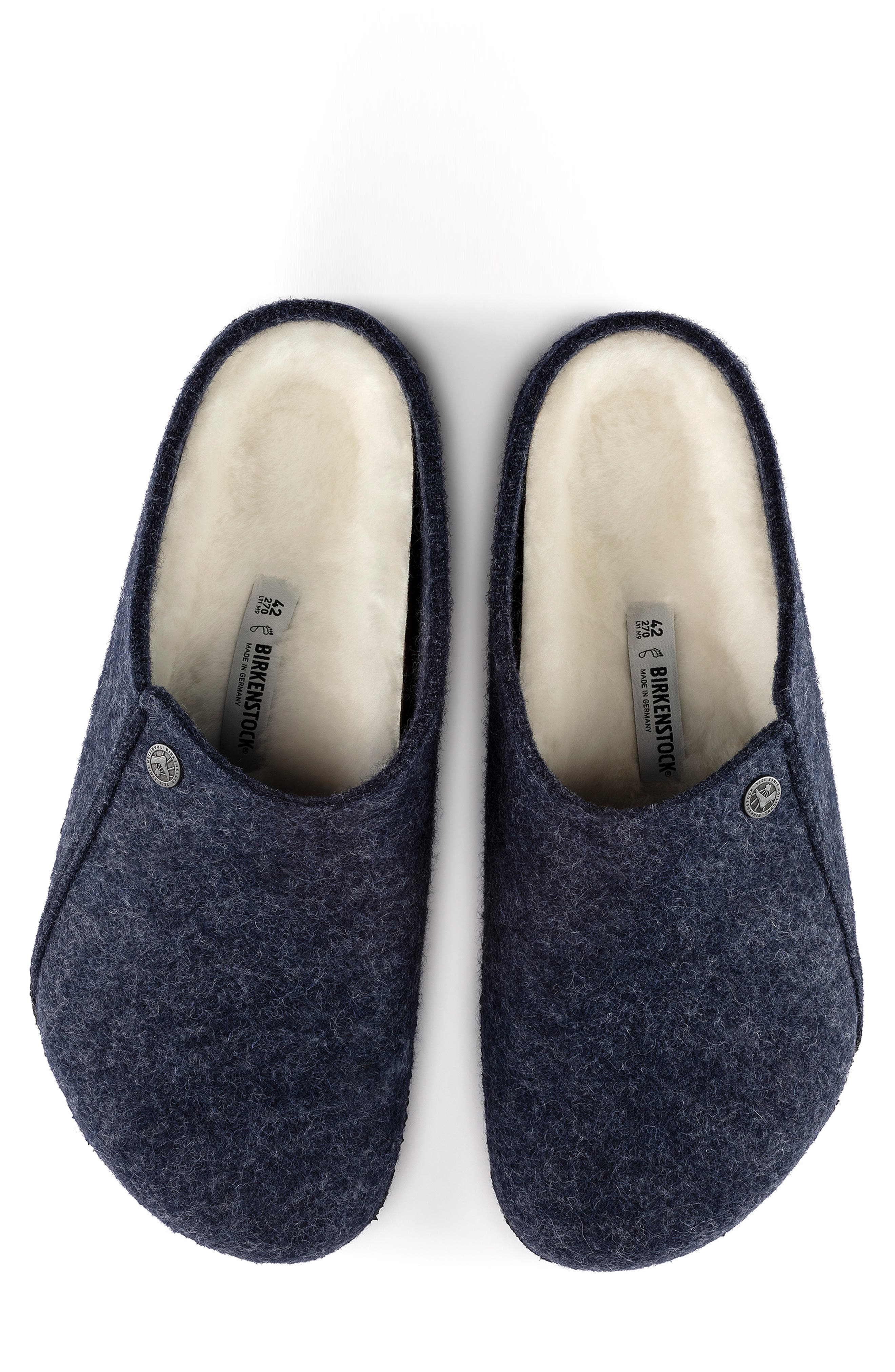 Birkenstock Zermatt Genuine Shearling Lined Slipper, Alternate, color, Dark Blue/ Natural