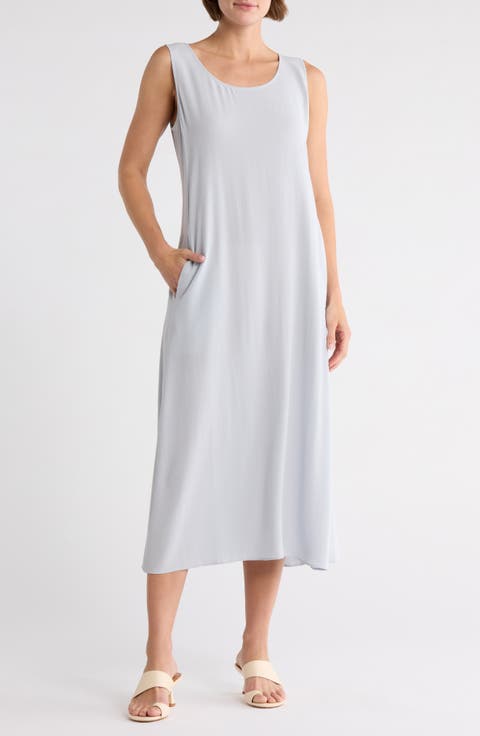 Scoop Neck Sleeveless Silk Dress