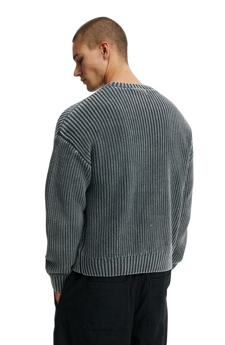 Cotton On Men's Washed Box Fit Crew Knit, Alternate, color, Washed Black
