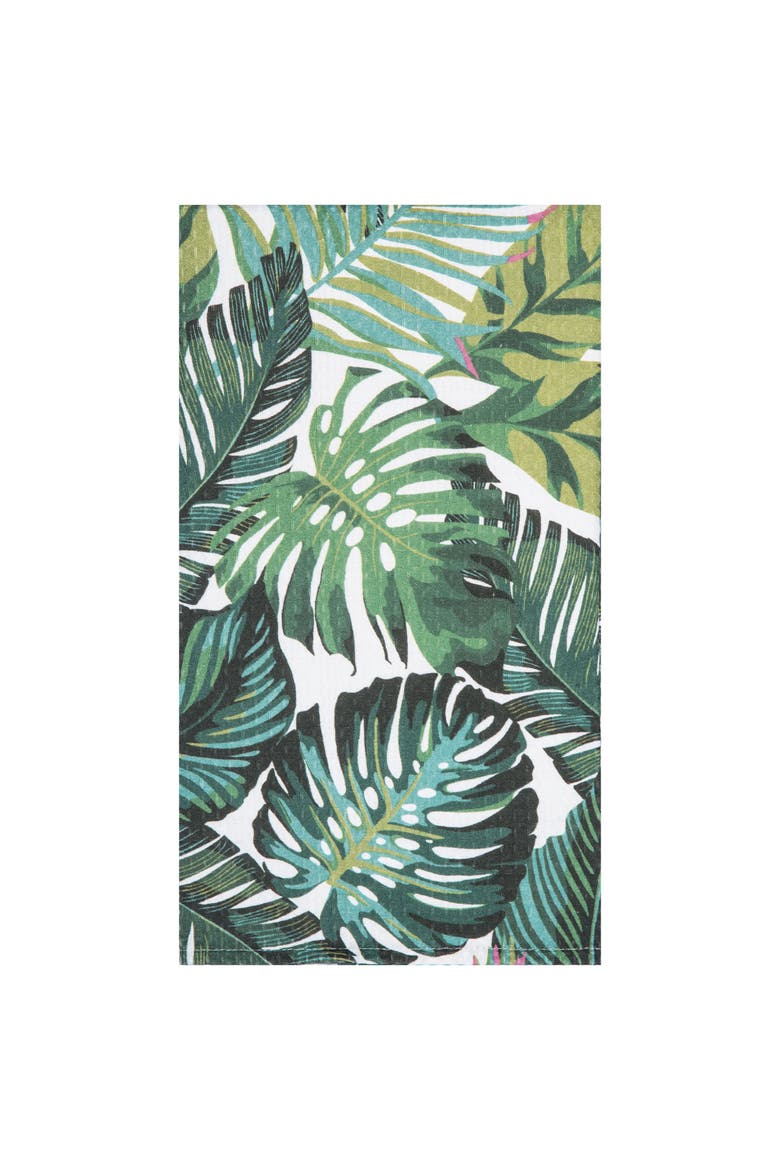 Palm Leaves Graphic Print 100% Cotton Flour Sack Handtowel, Main, color, Green