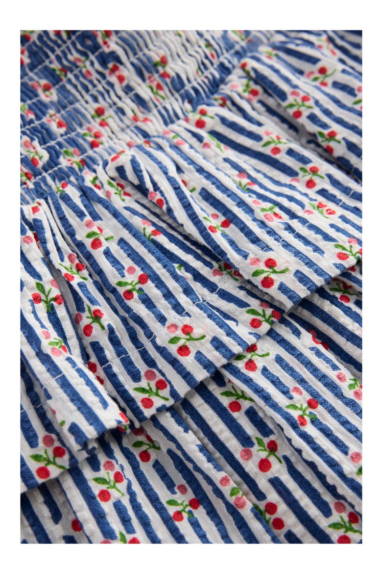 Kids' Smocked Waist Ruffle Skirt, Alternate, color, BLUEJAY CHERRY STRIPE