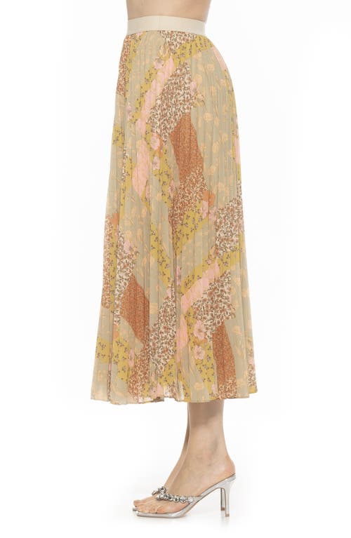 Alexia Admor Kesia Midi Chiffon Pleated Skirt In Beige Wildflowers