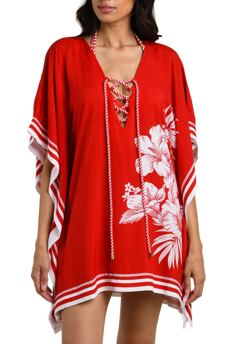 Mariner Cover-Up Caftan, Main, color, RUBY