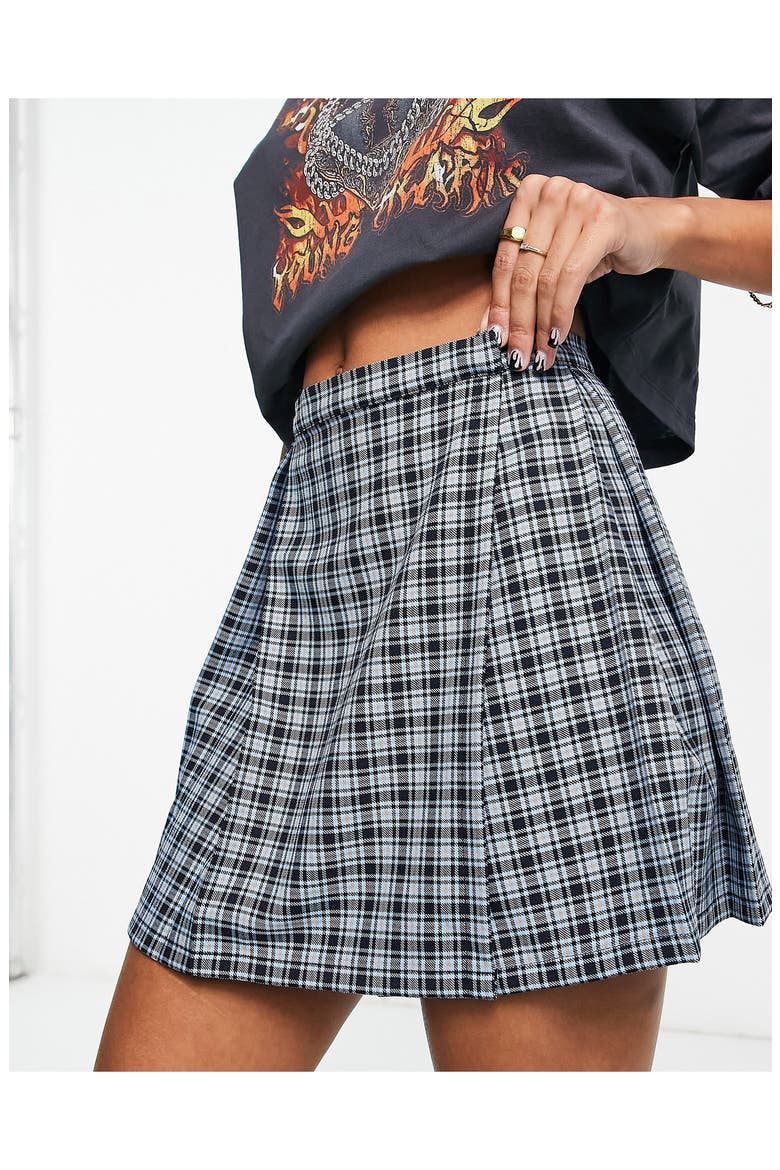 Plaid Pleated Miniskirt, Alternate, color, MEDIUM BLUE