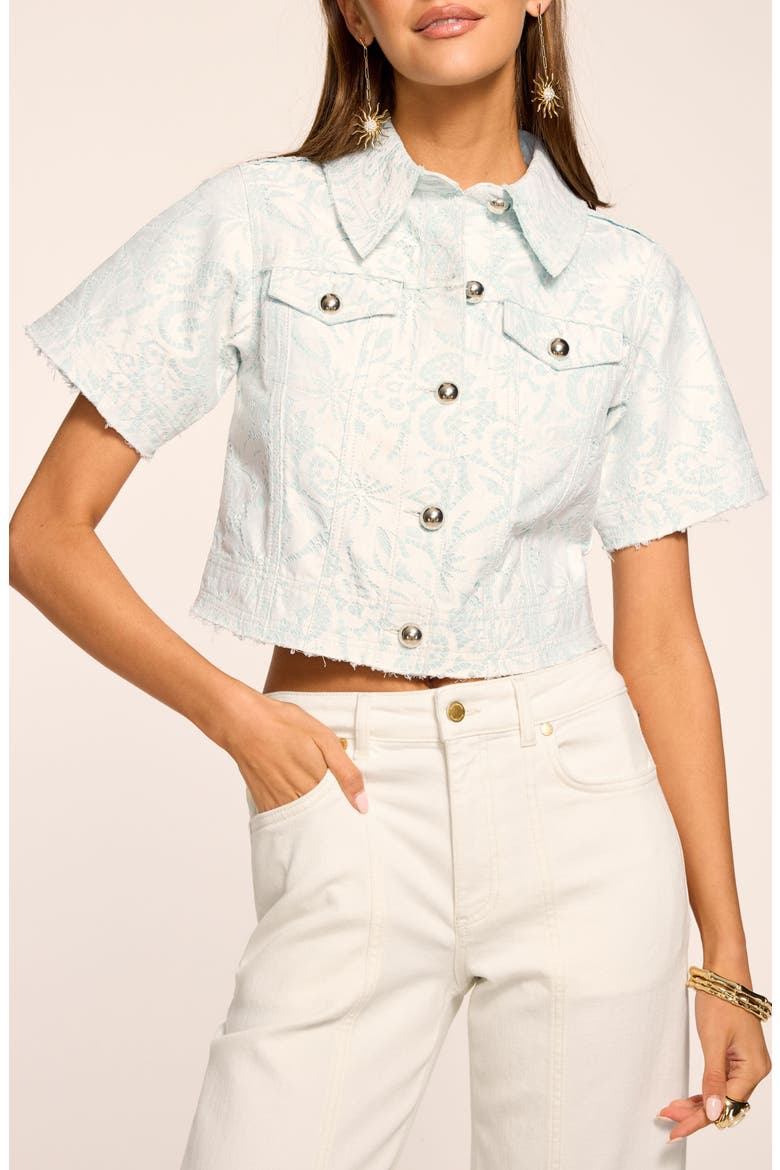 Winnie Short Sleeve Crop Jacket, Main, color, BLUE BREEZE LACE