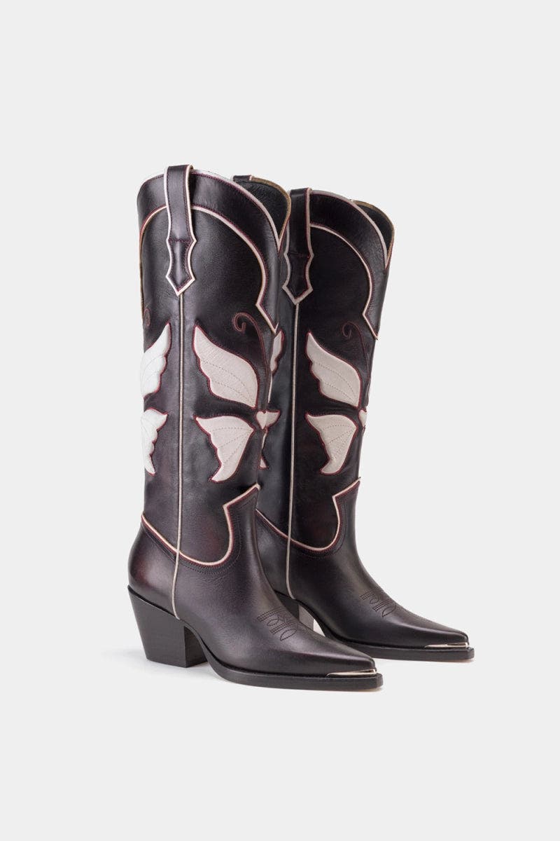 Leather Western Boots Gaela, Alternate, color, Burgundy